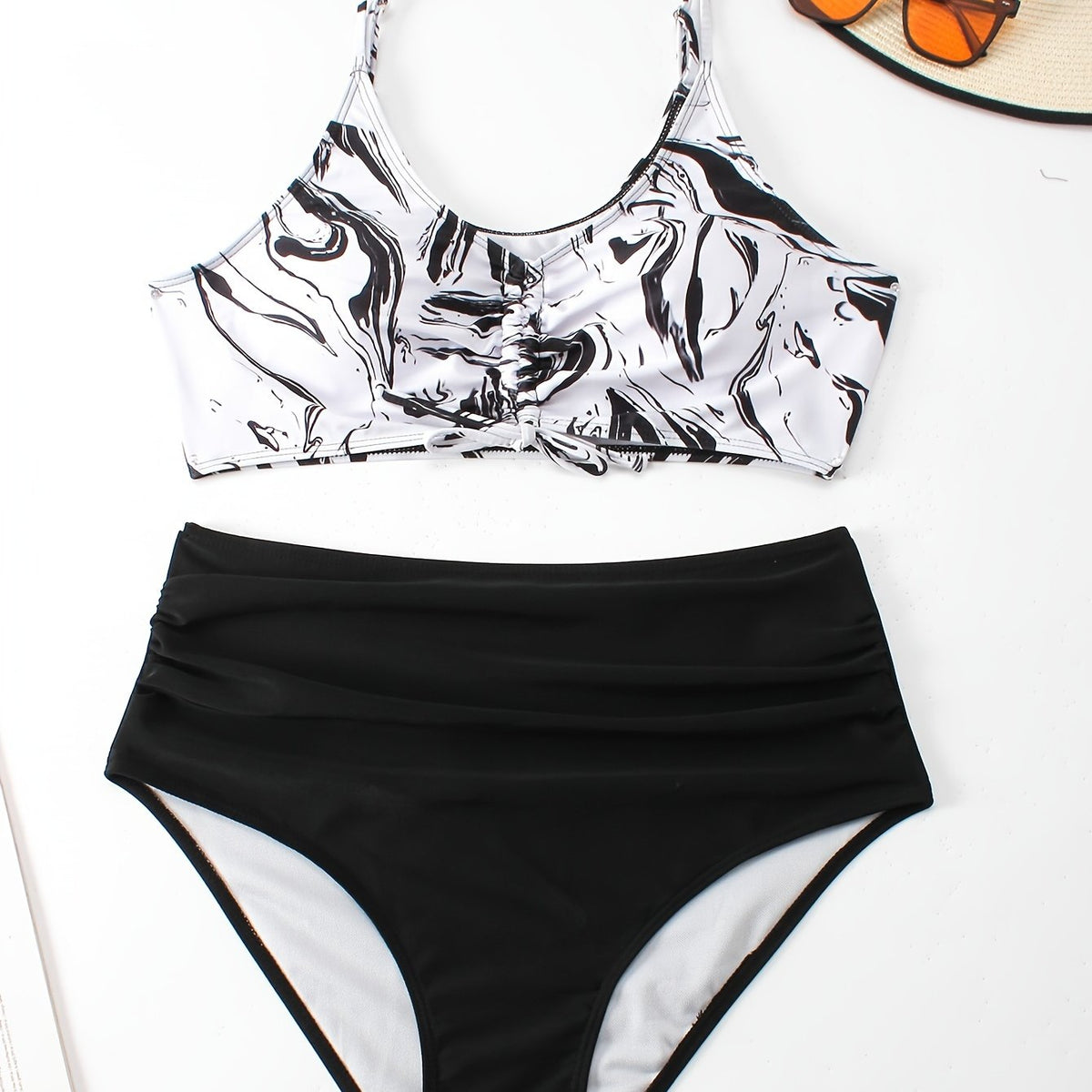  Boho Bikini Set Lace Bra & Ruched Panty Swim