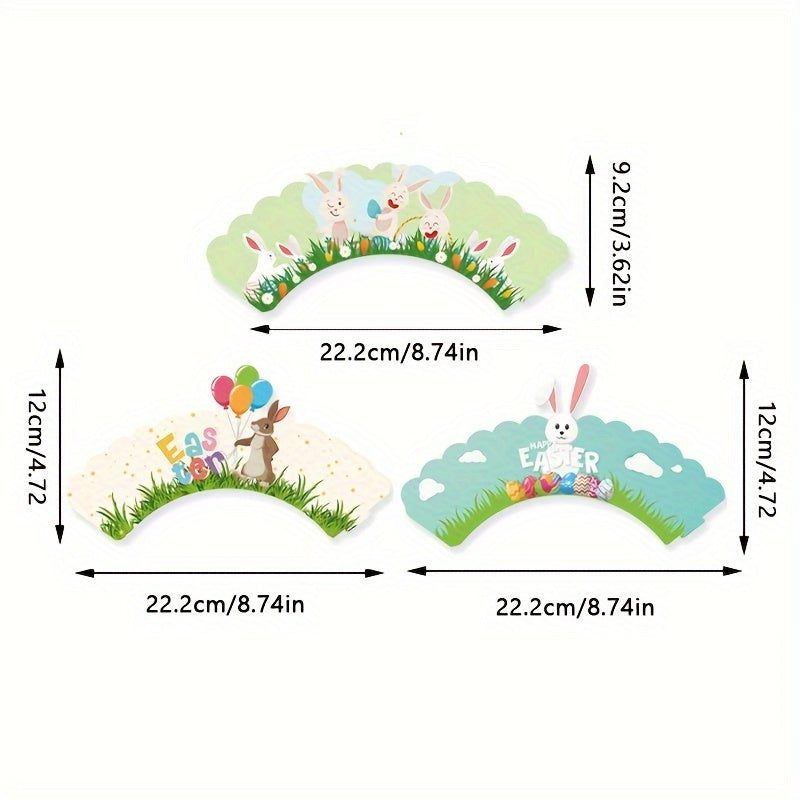 Rabbit Cake Border Paper Cupcake Decoration Easter Theme Birthday Party Flag