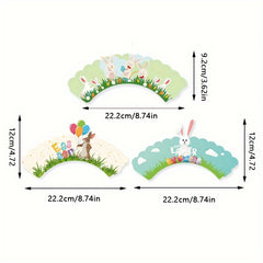 Rabbit Cake Border Paper Cupcake Decoration Easter Theme Birthday Party Flag