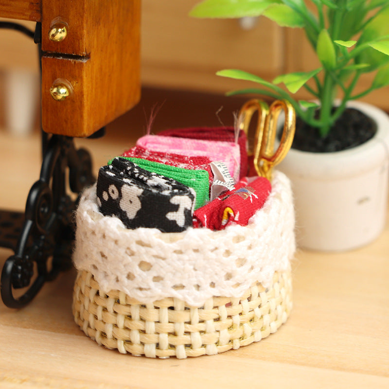 Mini Simulation Needle & Thread Basket Antique Decor