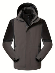 Men's Contrast Hooded Jacket For Spring Fall Winter