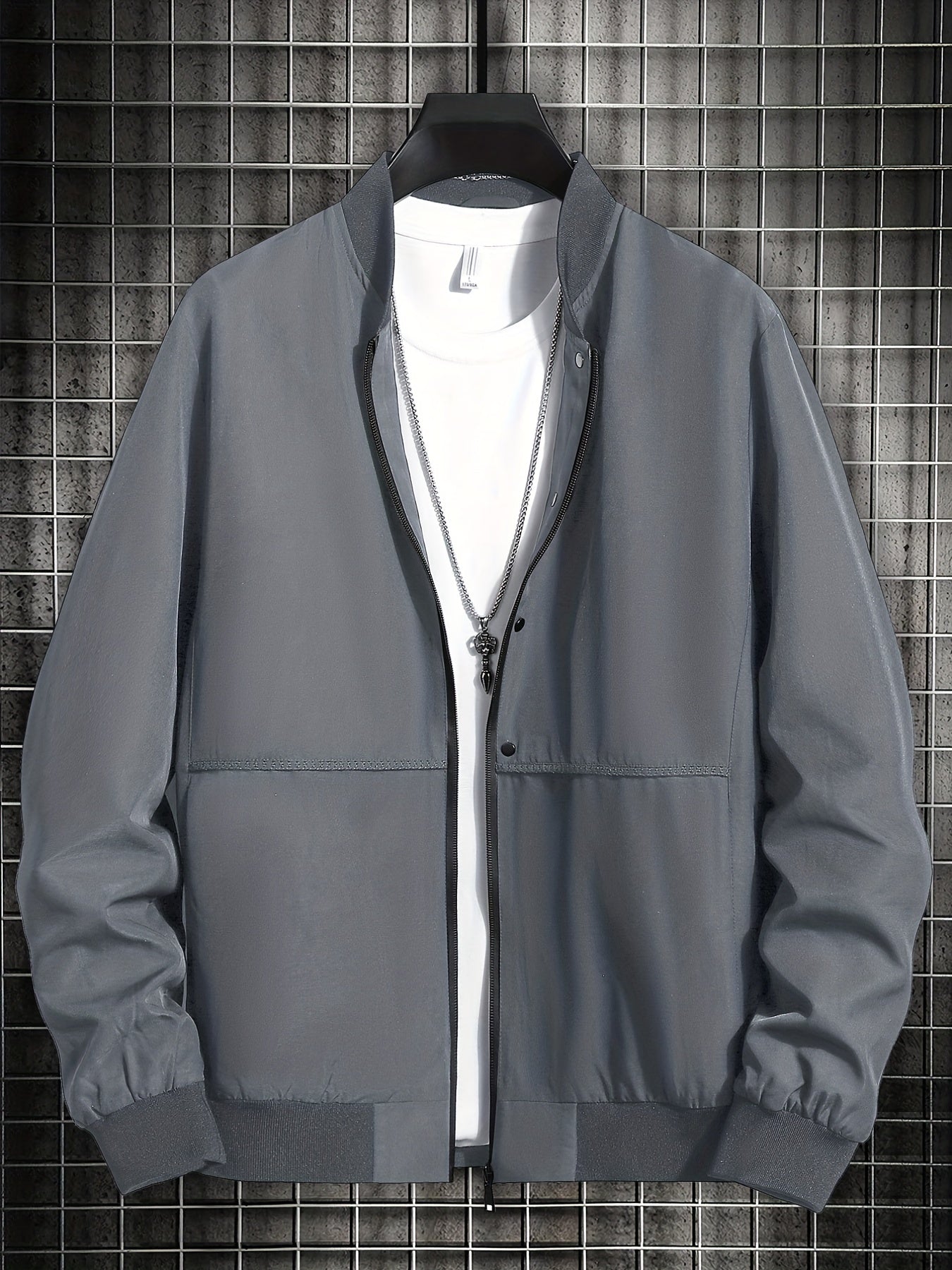 Men's Lightweight Stand Collar Zip Up Jacket