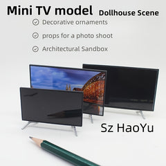 1:12 Scale Plastic Mini TV Model with Stand for Dollhouse Renovation