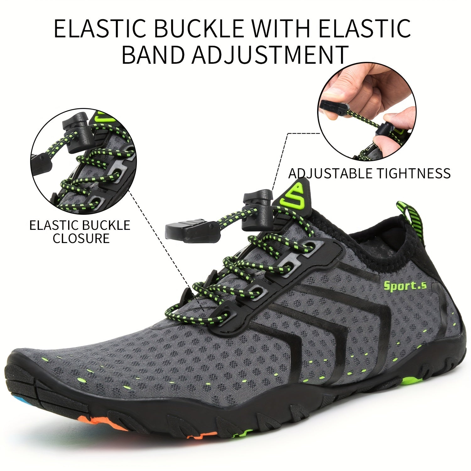 Men's No Tie Aqua Shoes Adjustable Draw String Hiking Trekking Shoes