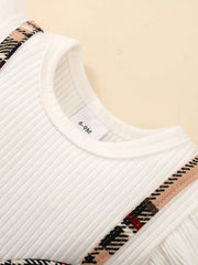 2pcs Baby Girls Casual Plaid Bowknot Dress & Headband Set