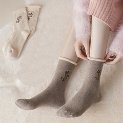 5 Pairs Floral Print Socks Comfy & Warm Mid Tube Socks Women's Stockings
