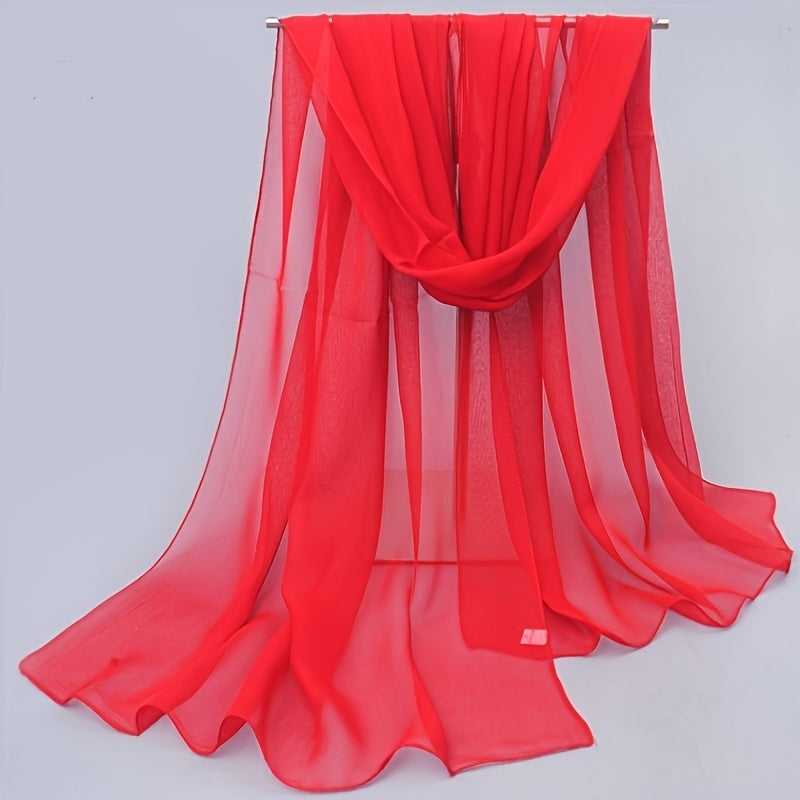 Chiffon Scarf Solid Shawl Sunscreen Head Wrap Hijab Travel Beach Towel