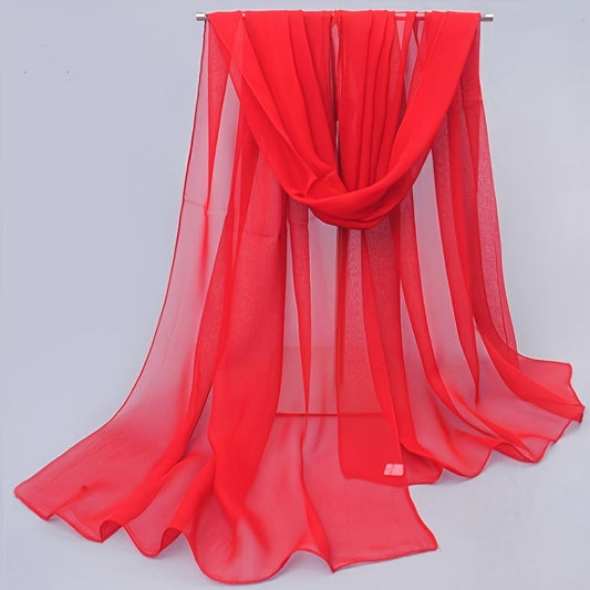 Chiffon Scarf Solid Shawl Sunscreen Head Wrap Hijab Travel Beach Towel