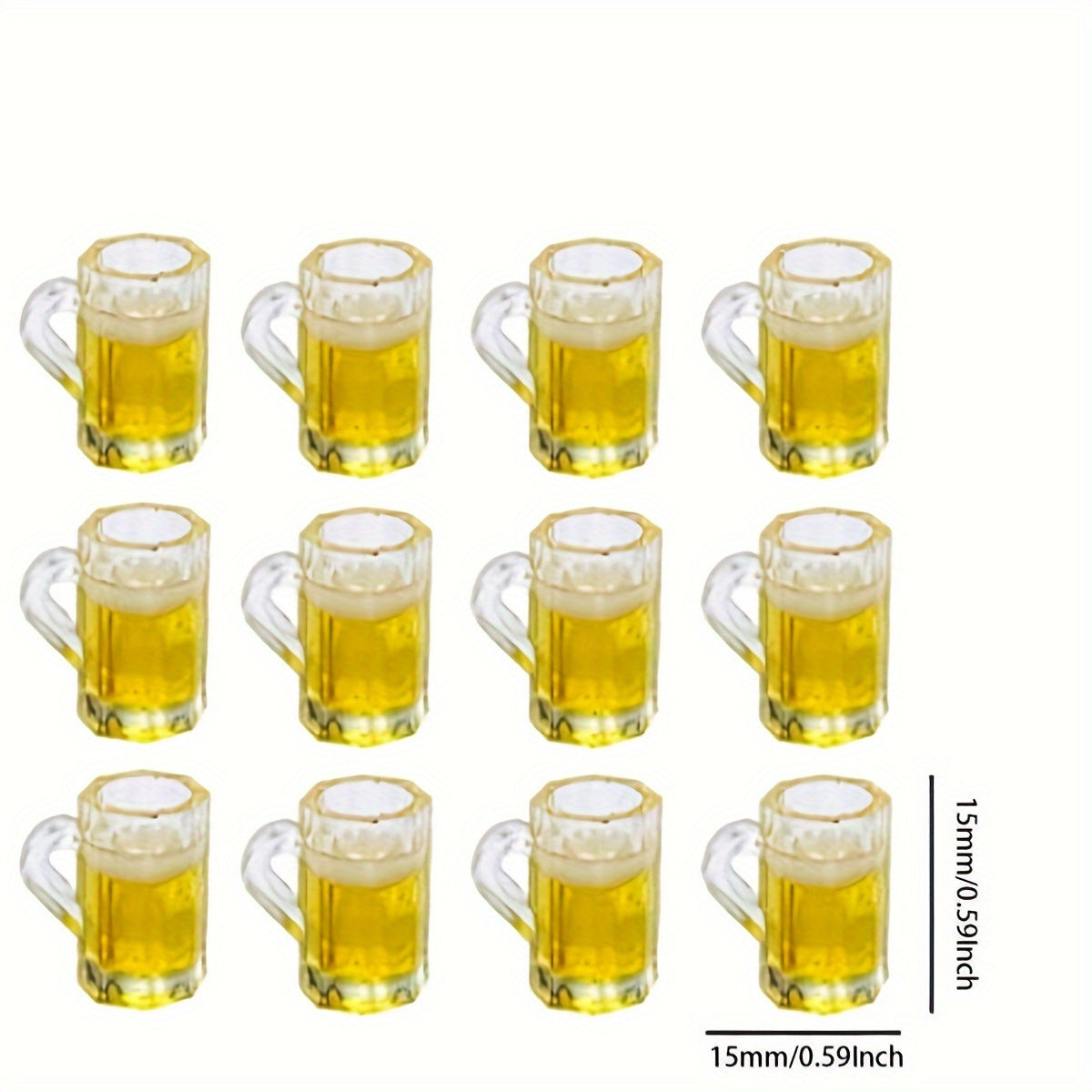 Mini Beer Cup Dollhouse Mugs Cups with Realistic Looking Beer - Yellow