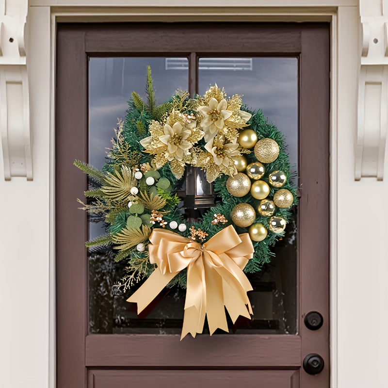 Golden Christmas Ball Pine Needle Garland Window Door Hanging Decoration