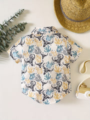 Western Cow Head Short Sleeved Shirt for Boys