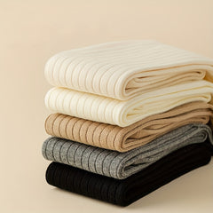 3 Pairs Solid Thigh High Socks Women's Stockings