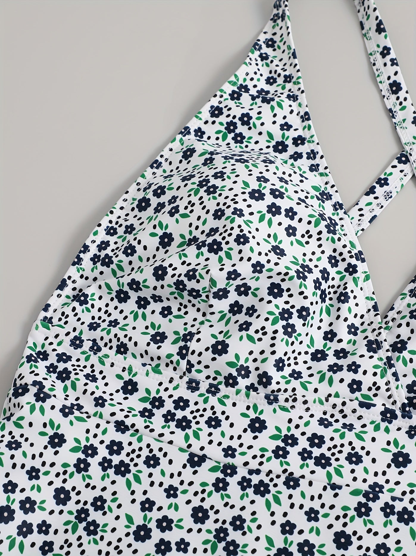  Ditsy Floral Print V Neck Top & Panty Tankini Set
