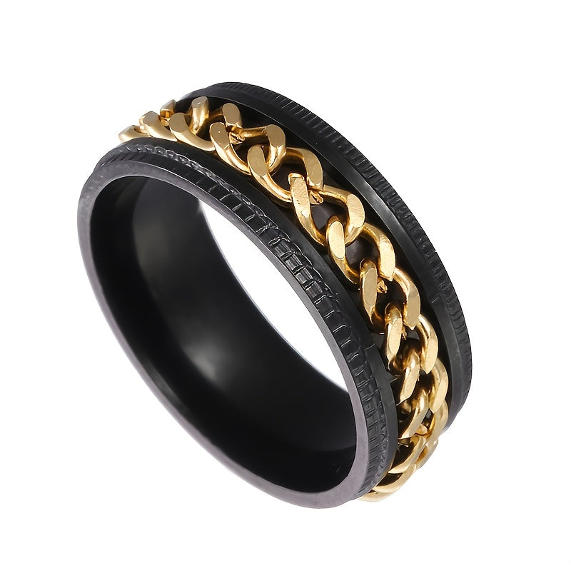 Men's Stainless Steel Rotatable Chain Ring