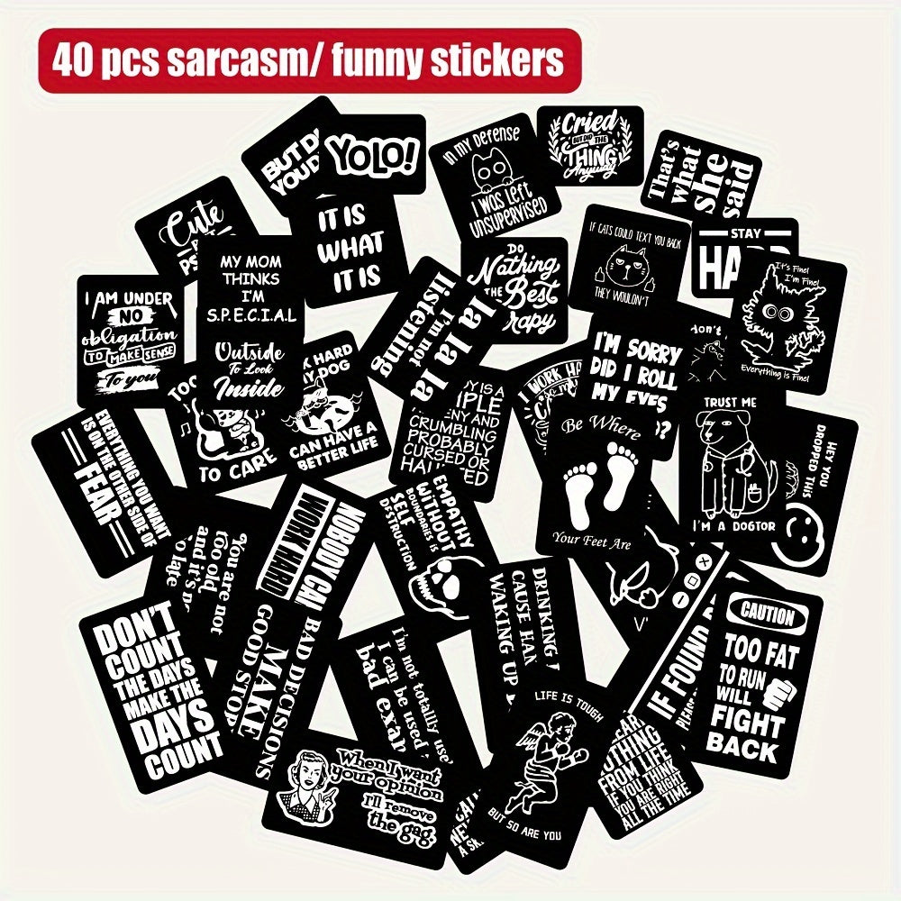 40 Funny Matte Stickers Waterproof Decals with Quotes for Laptops Water Bottles