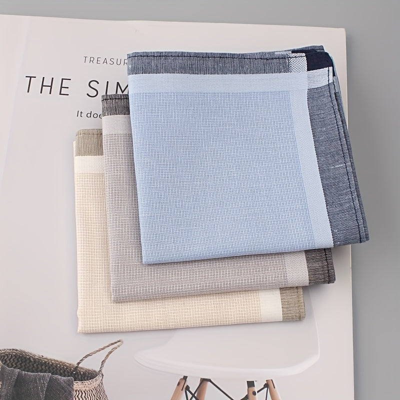 3 Men's Handkerchiefs Beige Gray Soft Woven Fabric Lightweight Compact