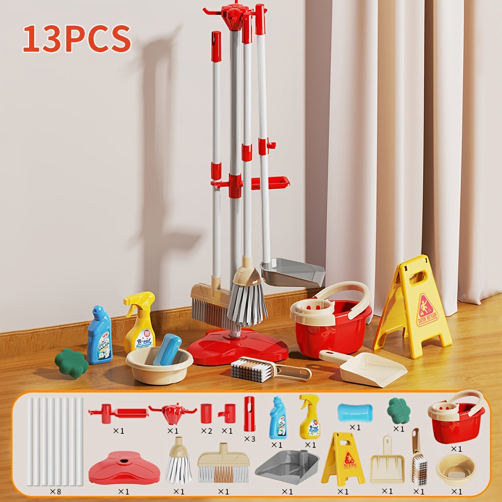 Kids Cleaning Toy Set - 13pcs with Realistic Tools