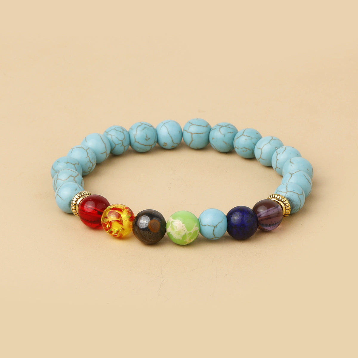 7 Chakra Stone Bead Bracelet Tiger Eye Yoga Balance Men Buddha Jewelry