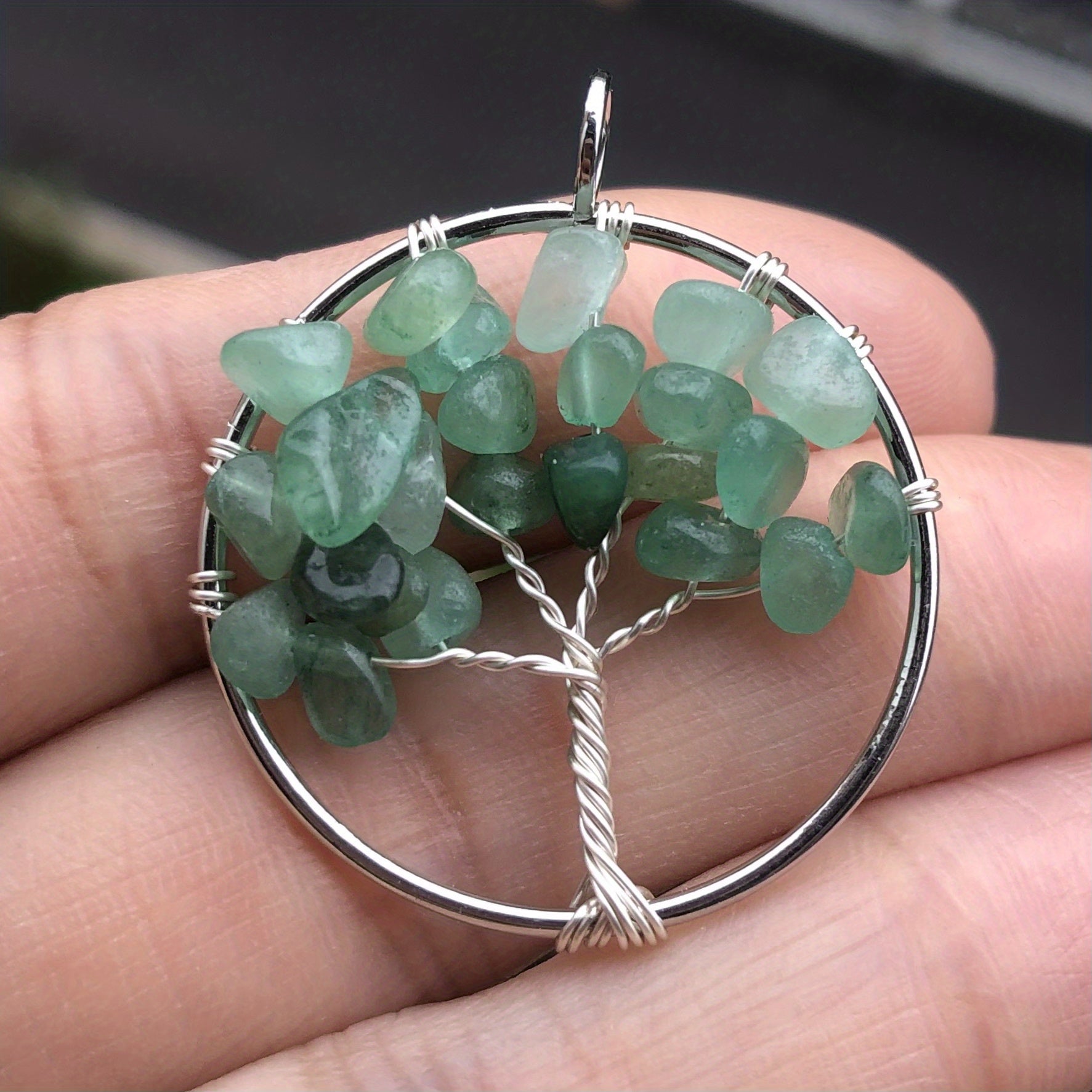 7 Charka Stone Tree Of Life Pendant Crystal Beads Energy Amulet