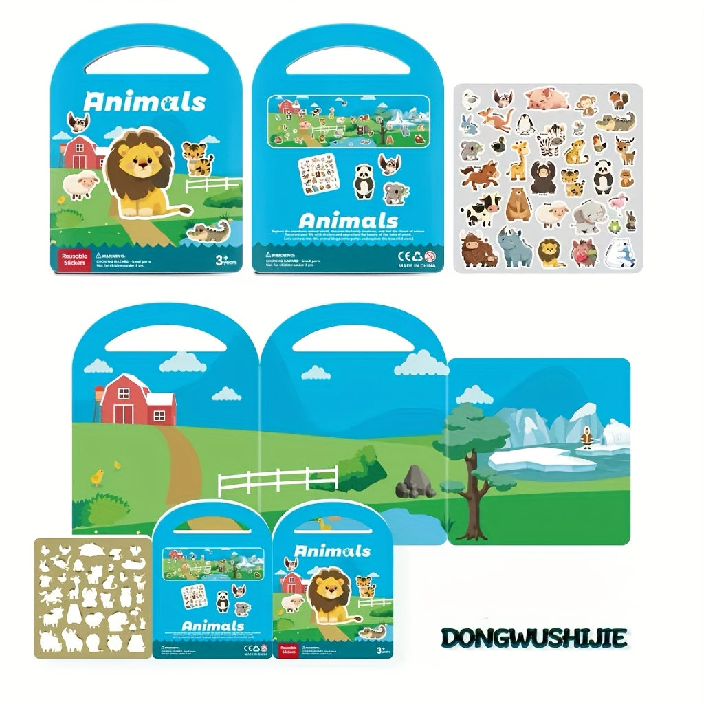 Kids Quiet Bubble Sticker Book - Animal & Transportation Themes