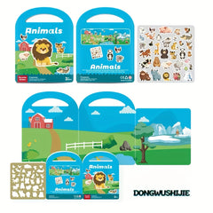 Kids Quiet Bubble Sticker Book - Animal & Transportation Themes