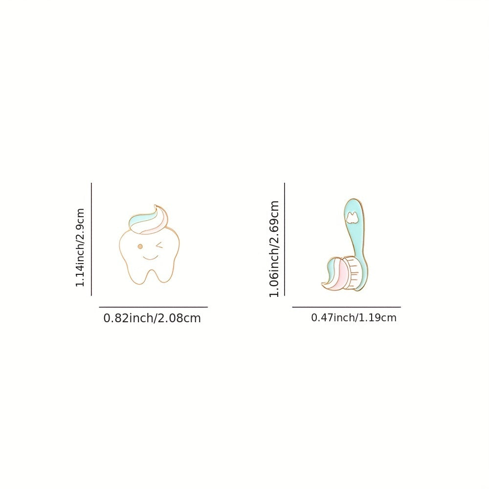 Teeth Toothbrush Enamel Brooch Pin Cartoon Lapel Pin