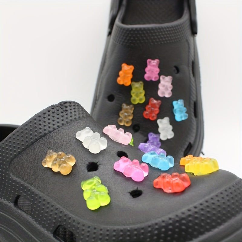 20pcs Luminous Colorful Bear Shoe Charms DIY Clogs Accessories