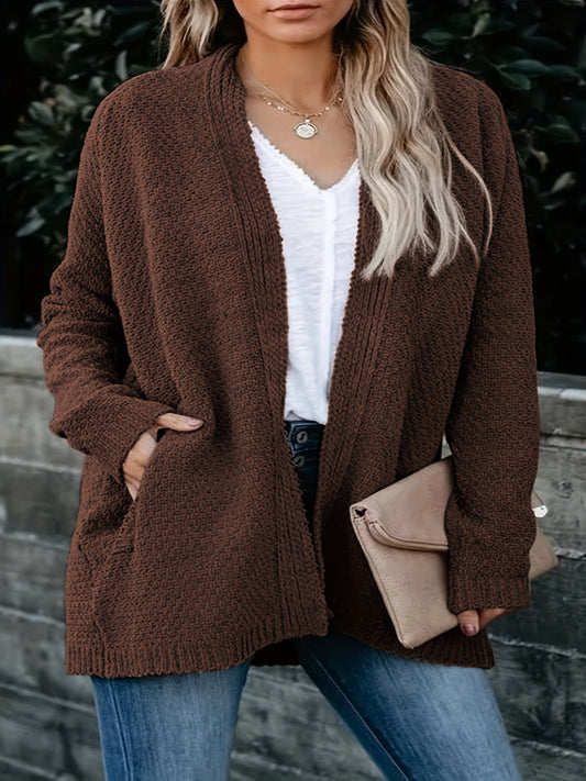  Casual Cardigan Women's Plus Solid Long Sleeve Open Front