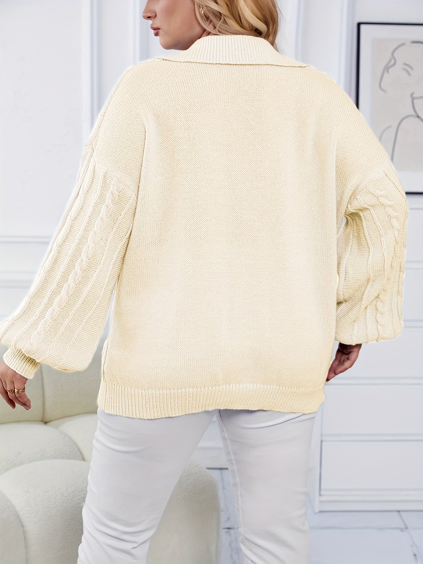  Jacquard Long Sleeve Sweater Women's Pullover Jumper