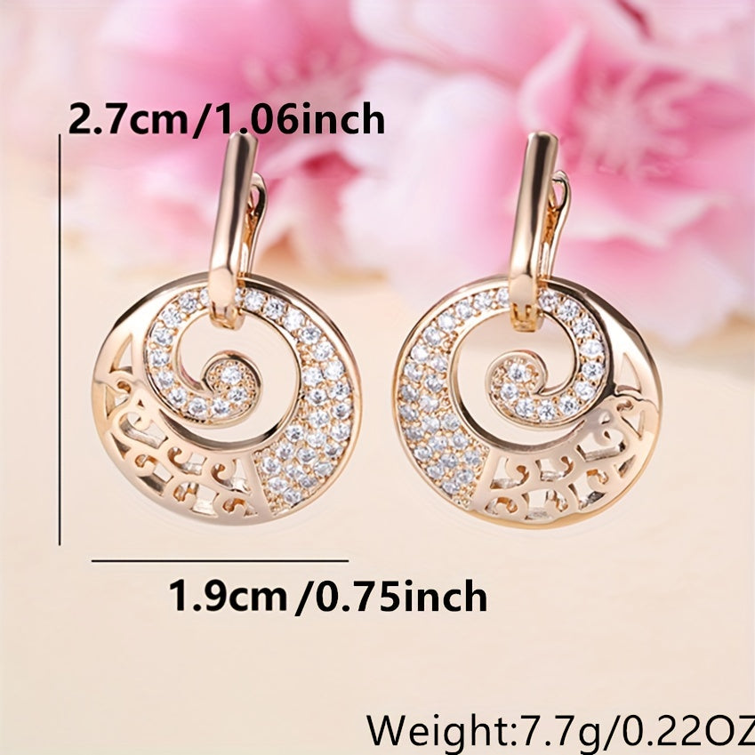 Golden Drop Earrings Rhinestone Circle Crystal Jewelry Zircon Dangle Earrings