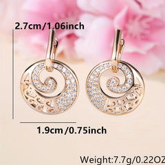 Golden Drop Earrings Rhinestone Circle Crystal Jewelry Zircon Dangle Earrings