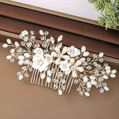 Faux Pearl Hair Comb Flower Hair Comb Side Comb Alloy Hair Accessories