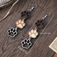 Wood Footprints Earrings Dangle Lightweight Women Girls