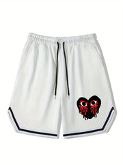 Blood Heart Stripe Edge Drawstring Shorts Men s Casual Slightly Stretch Elastic