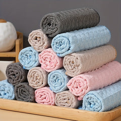 6pcs Microfiber Waffle Plaid Washcloths Absorbent Soft Bathroom Kitchen Cleaning