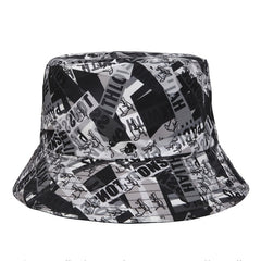 Graffiti Print Cotton Bucket Hat Hip Hop Basin Hat Outdoor Sunscreen Travel