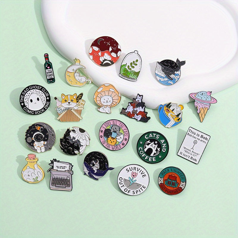 10pcs Random Cartoon Animal Brooches For Men, Accessories for Clothing & Bags