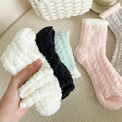 8 Pairs Colorblock Fuzzy Socks - Comfy & Warm Mid Tube Socks