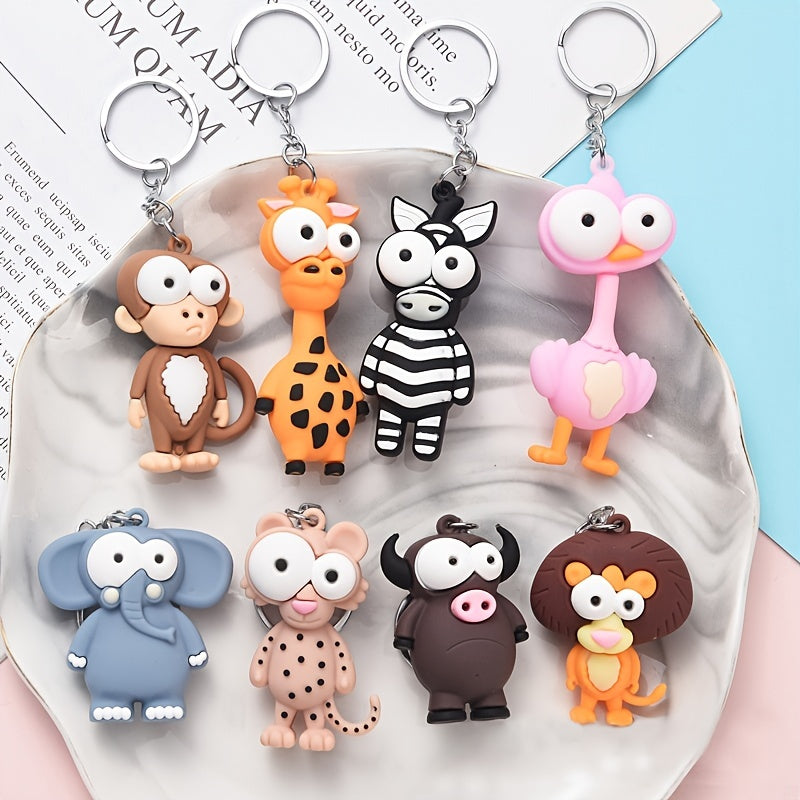1pc Cartoon Lion Keychain Couple Key Chain PVC Animal Funny Toy Keyring