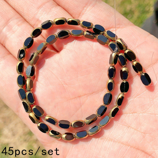 45pcs Crystal Beads Golden Edge Faceted Glass Loose Beads DIY Bracelet