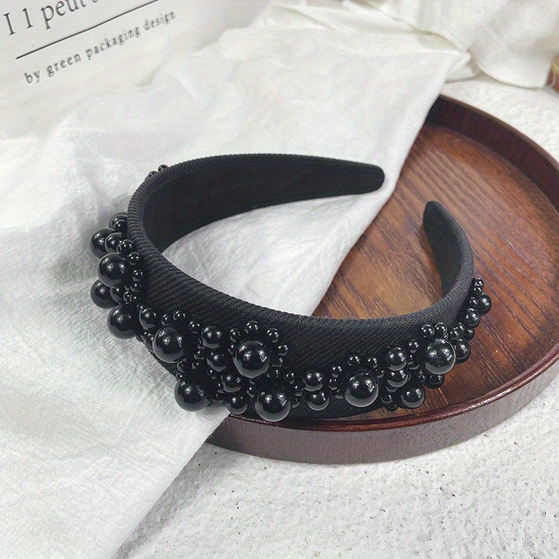 Faux Pearl Headband Wide Brim Headdress Hair Accessories For Women