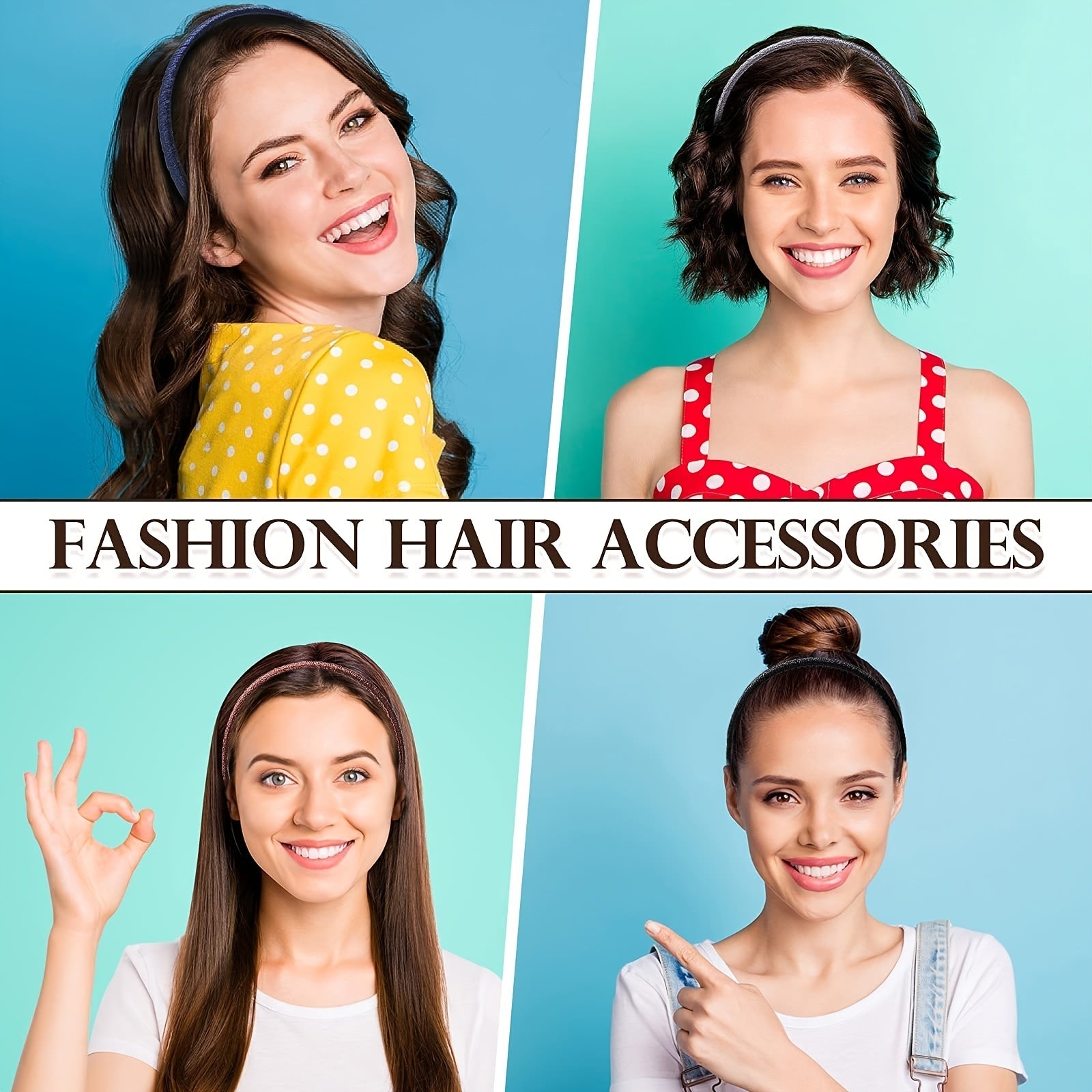 9pcs Solid Headband Skinny Head Hoop Nonslip Hair Band Sweet Hair Accessories
