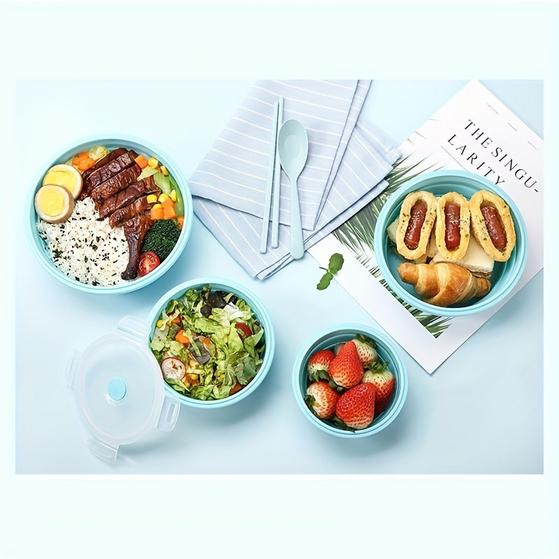 Portable Silicone Lunch Box for Office and School Microwave Safe