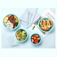 Portable Silicone Lunch Box for Office and School Microwave Safe