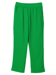  Thermal Outfit Set Women's Solid Long Sleeve Top & Elastic Pants