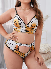  Tie Dye & Leopard Print Longline Bra & Panty Set