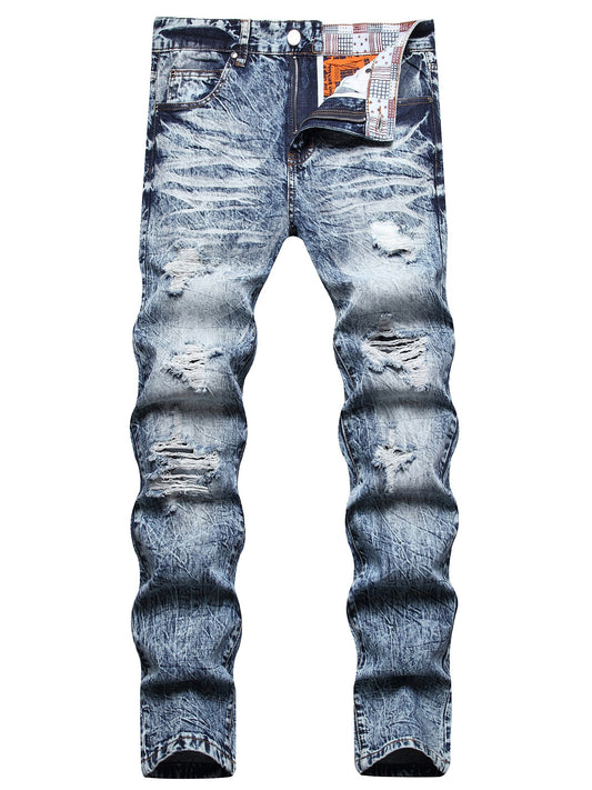 Slim Fit Ripped Jeans Men s Casual Distressed Denim Pants