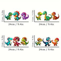 4pcs Dinosaur High UV DTF Wraps Transfer Paper for 16oz Glass Bottle