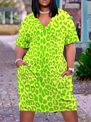  Casual Dress Women's Plus Random Print Dress