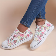 Halloween Rose & Skull Print Canvas Shoes